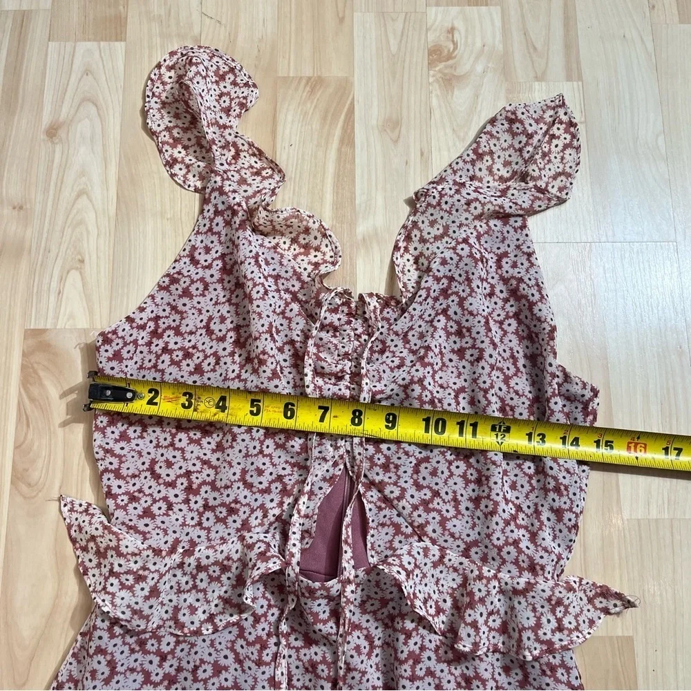 Lulus Womens Summer Mina Mauve Pink Floral Print Ruffled Skater Dress Size Small - Picture 4 of 6